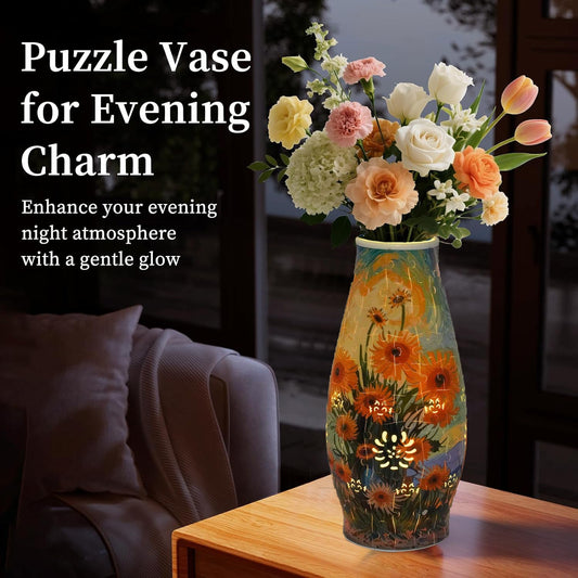 Unique 3D Puzzle Flowers Vases With Led Lights