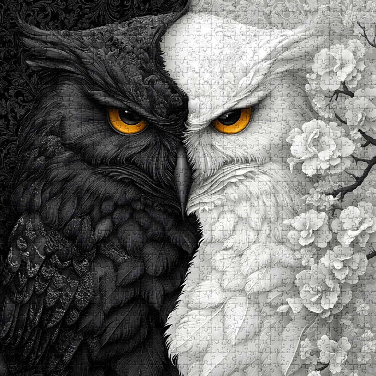 Black and White Owl Wooden Jigsaw Puzzle 1000 Pieces