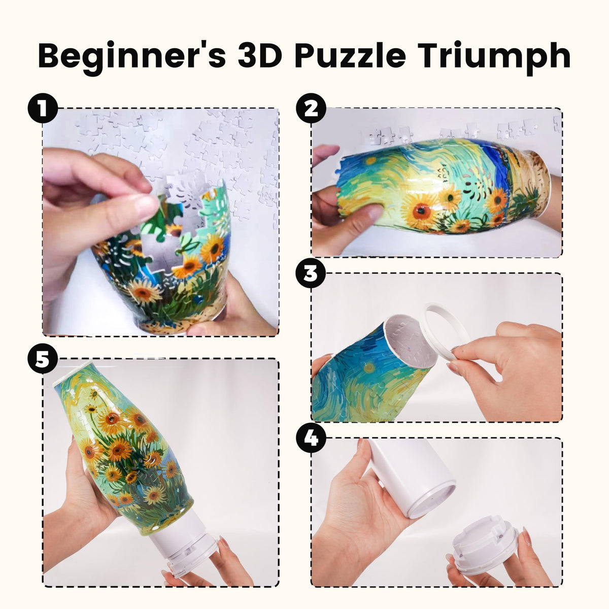 Unique 3D Puzzle Flowers Vases With Led Lights
