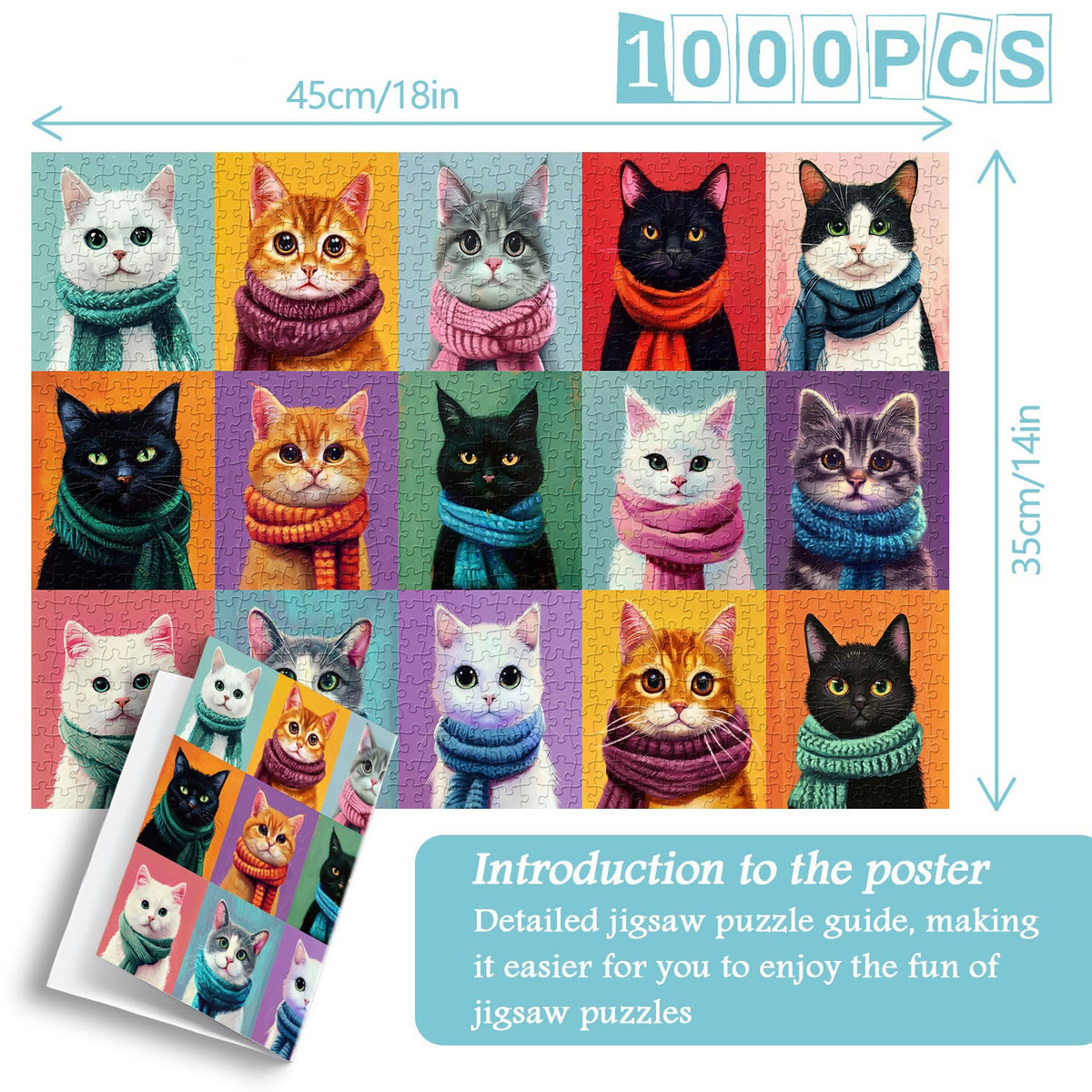 Cat Scarf Collection | 1000-Piece Wooden Jigsaw Puzzle