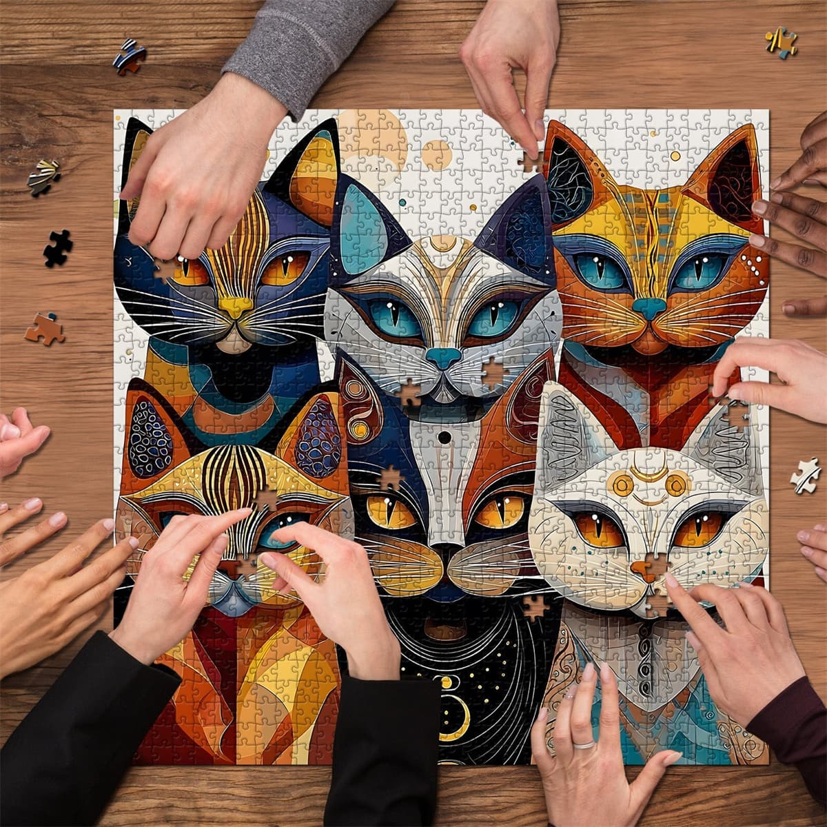 Abstract Cat  | 1000-Piece Wooden Jigsaw Puzzle