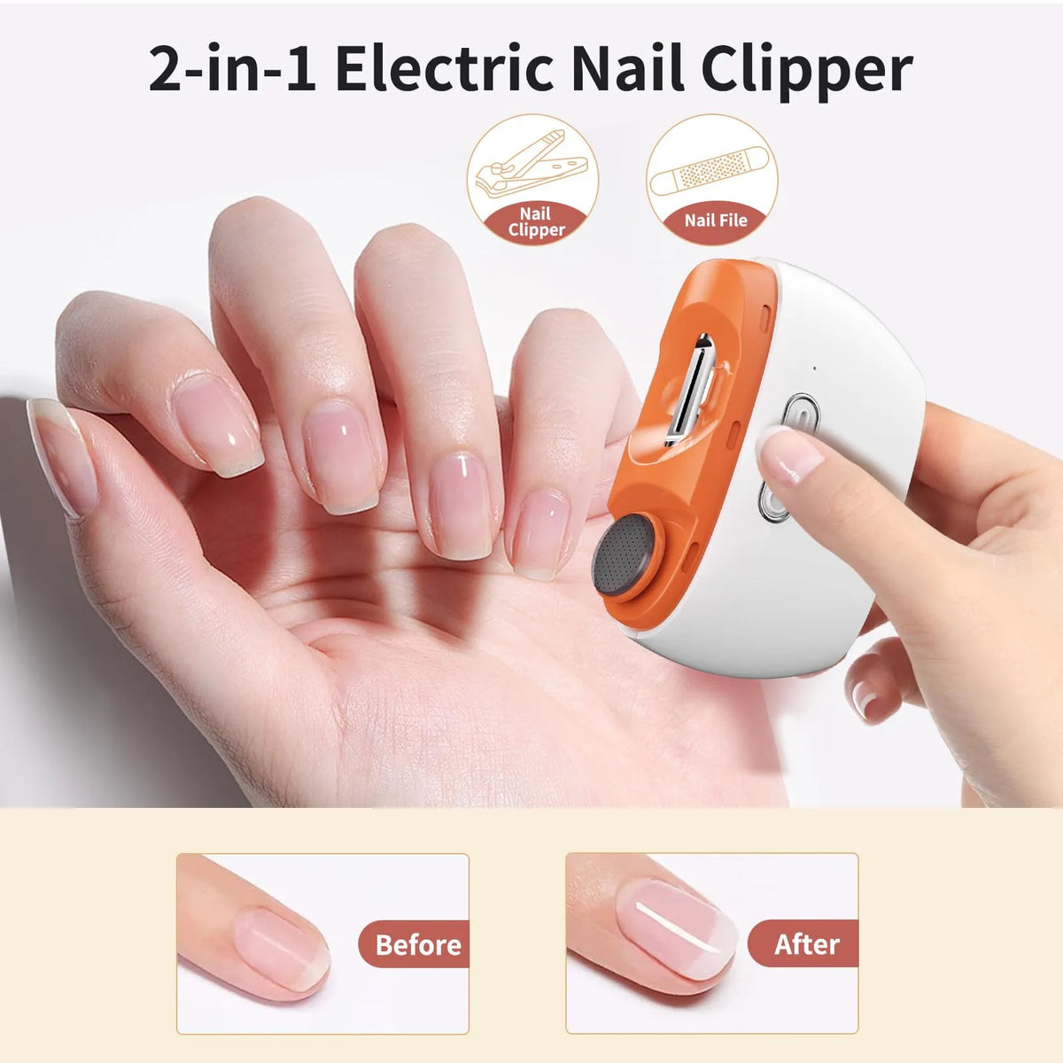 2 in 1 Electric Automatic Nail Clipper Trimmer