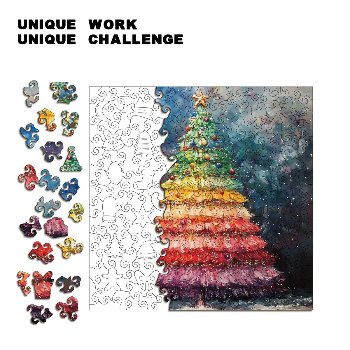 Wooden Christmas Tree Puzzle Money Box - L