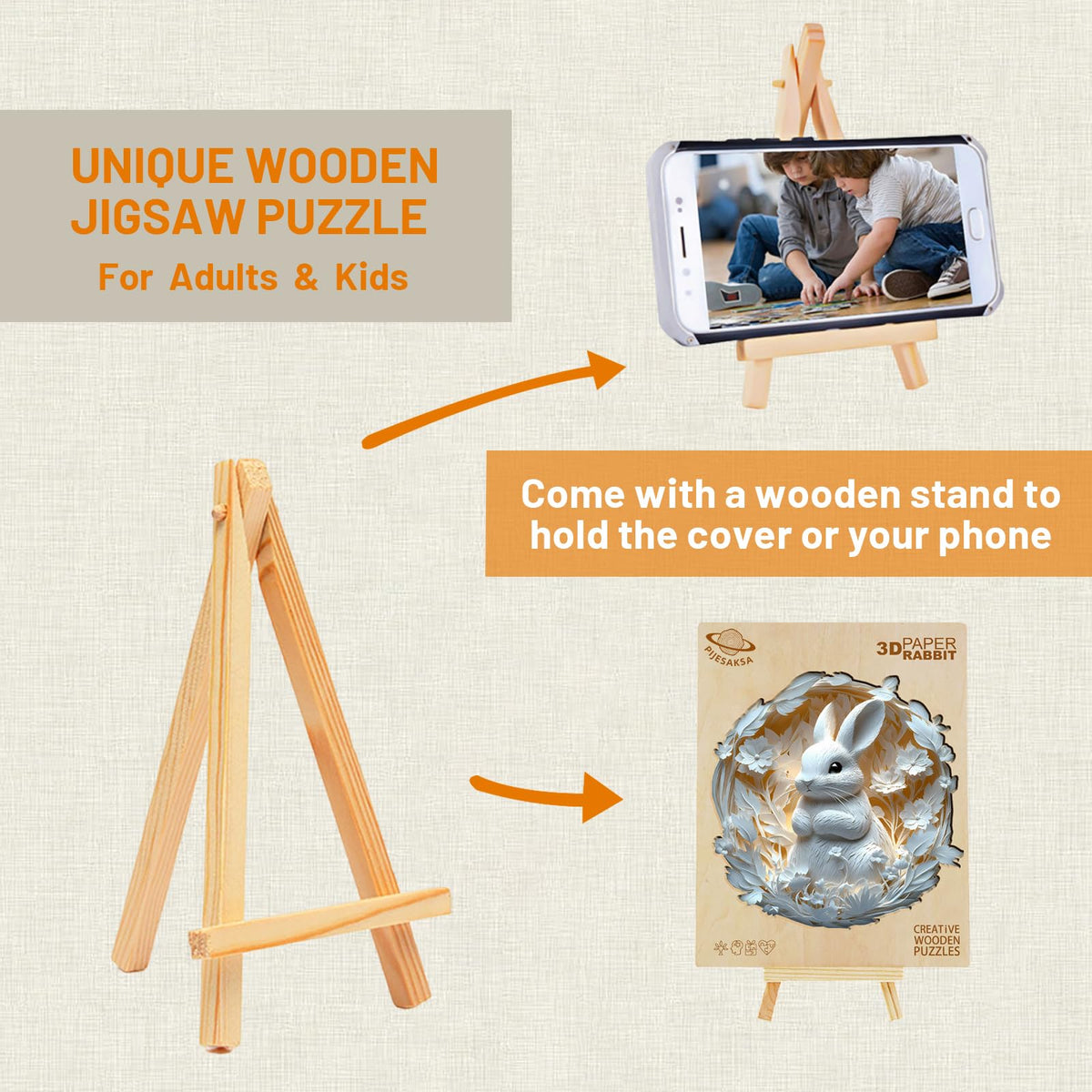 🐇3D Bunny Wooden Jigsaw Puzzle