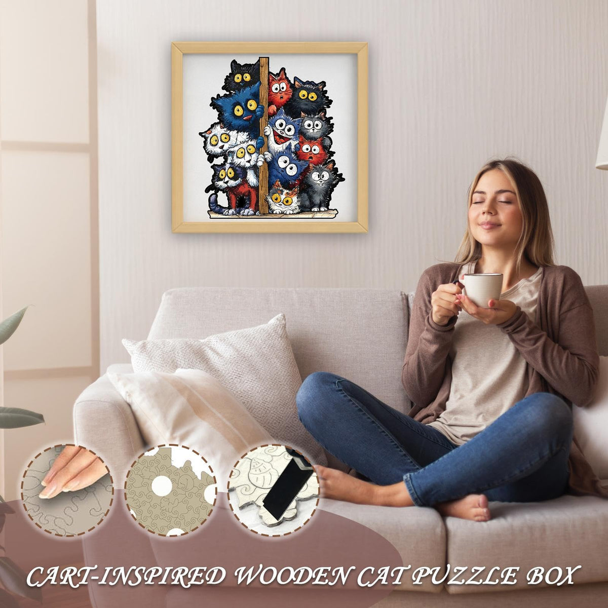 Kitty Shaped Wooden Jigsaw Puzzle